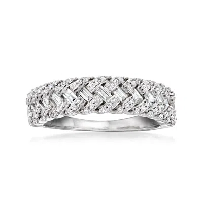Ross-simons Diamond Basketweave Ring In 14kt White Gold In White