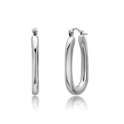 Max + Stone Sterling Silver 20x32x5 Mm Hoop Earrings In Silver