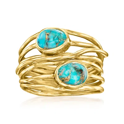 Ross-simons Turquoise Highway Ring In 18kt Gold Over Sterling In Blue