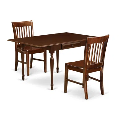 East West Furniture Dining Room Set Mahogany, Mzno3-mah-w