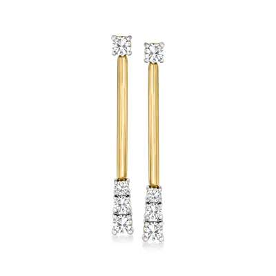 Ross-simons Diamond Linear Bar Drop Earrings In 14kt Yellow Gold In White