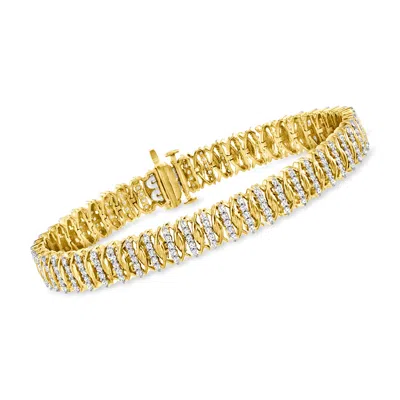 Ross-simons Diamond Fancy-link Tennis Bracelet In 18kt Gold Over Sterling In Multi