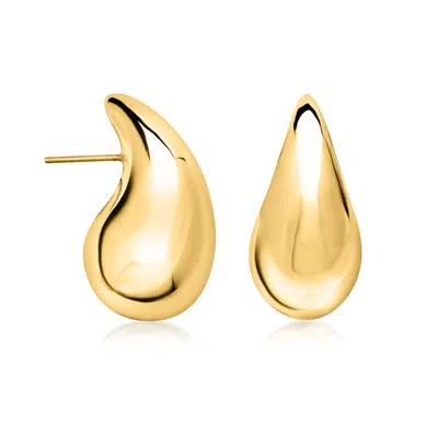 Ross-simons 18kt Gold Over Sterling Teardrop Earrings In Yellow