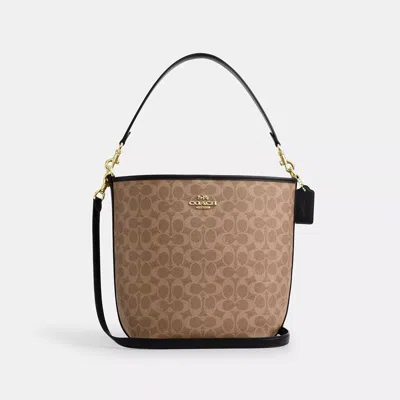 Coach Outlet City Large Bucket Bag In Signature Canvas In Beige