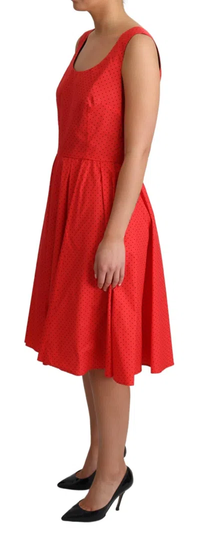 Dolce & Gabbana Elegant Polka Dotted A-line Sleeveless Dress In Red