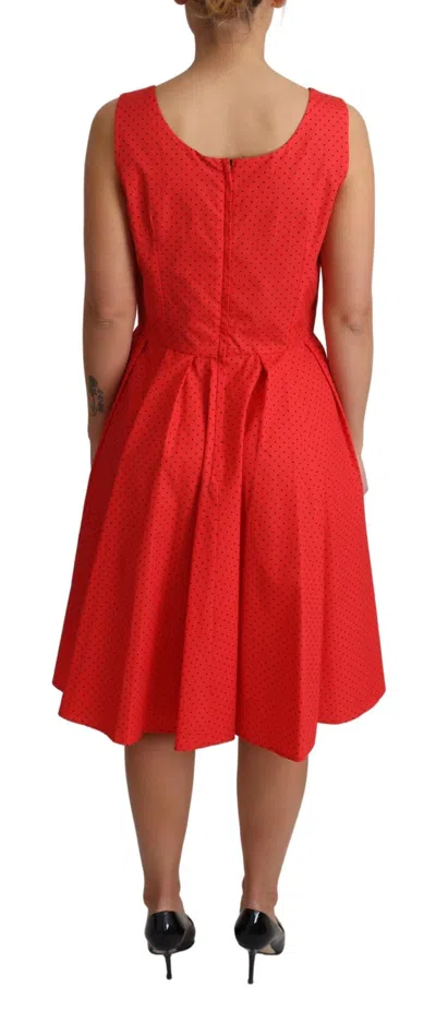 Dolce & Gabbana Elegant Polka Dotted A-line Sleeveless Dress In Red