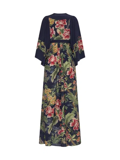 Etro Floral Print Maxi Dress In Stampa F.do Blu