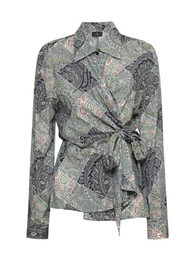 Shop Etro Shirts In Stampa F.do Bianco