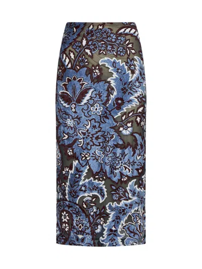 Shop Etro Skirts In Var. Multicolor F.do Azzurro