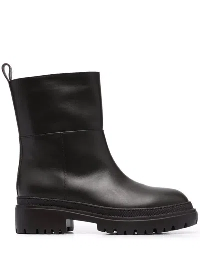 L'autre Chose Leather Ankle Boots In Black