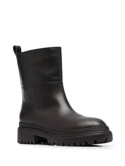 L'autre Chose Leather Ankle Boots In Black
