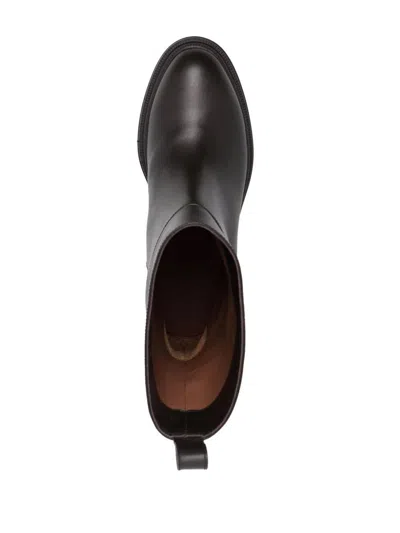 L'autre Chose Leather Ankle Boots In Black