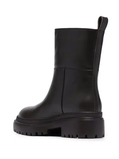 L'autre Chose Leather Ankle Boots In Black