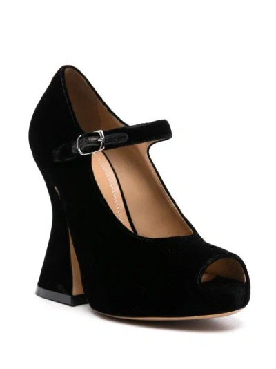 Maison Margiela 125 Peep-toe Platform Velvet Sandals In Black