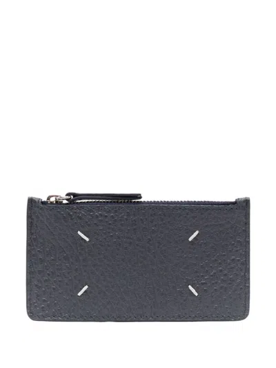 Shop Maison Margiela Four-stitch Faux-leather Wallet In Midnight Blue