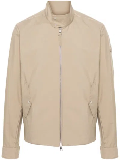 Moncler Beige Logo Patch Jacket In Beige