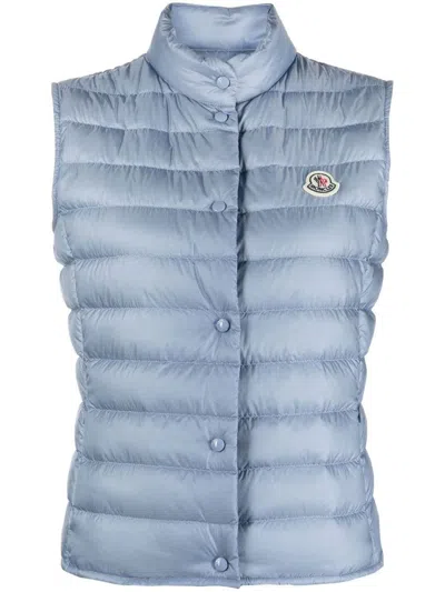 Shop Moncler Liane Logo-patch Vest In Medium Blue