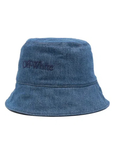 Off-white Bookish Denim Bucket Hat In Medium Blue/medium Blue