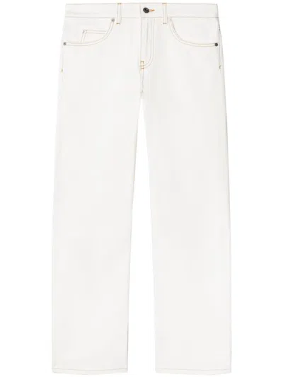 Off-white White Contrast-stitching Straight-leg Jeans In Vintage White No Color