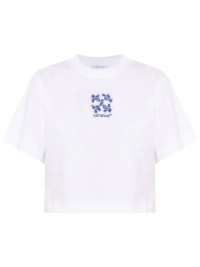 Shop Off-white Logo T-shirt In White/true Blue