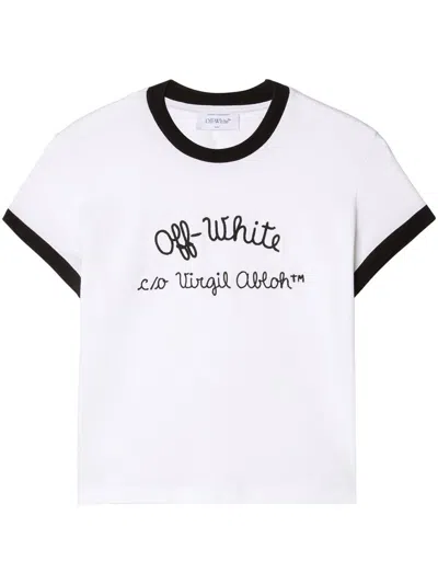 Shop Off-white Logo-embroidered T-shirt In Multicolor