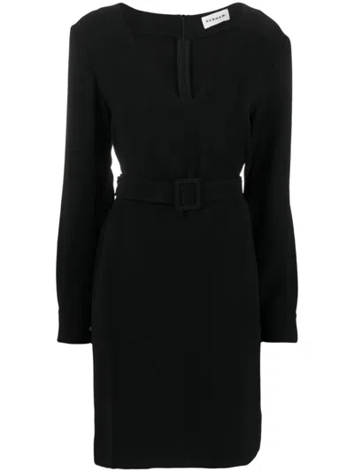 P.a.r.o.s.h Belted V-neck Above-knee Minidress In Black