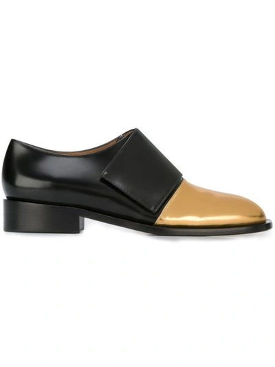 Marni Metallic Leather And Leather Monk Shoes In Black