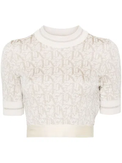 Palm Angels Monogram Cropped Top In Neutral