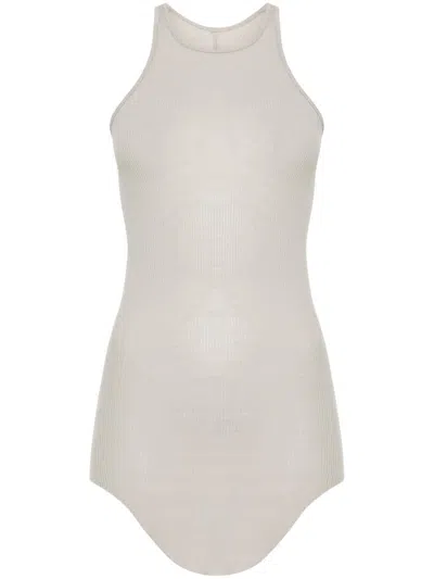 Rick Owens Fine-ribbed Tank Top In Pearl