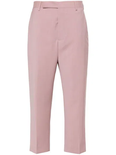 Rick Owens Light Pink Pressed-creased Wool Trousers In Dusty Pink