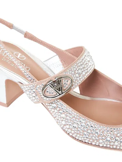 Shop Valentino Garavani With Heel In Crystal/silver