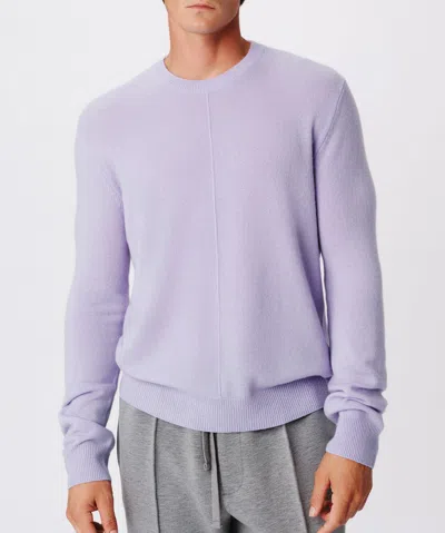 Atm Anthony Thomas Melillo Wool Cashmere Seamed Crew Neck Sweater In Skyflower