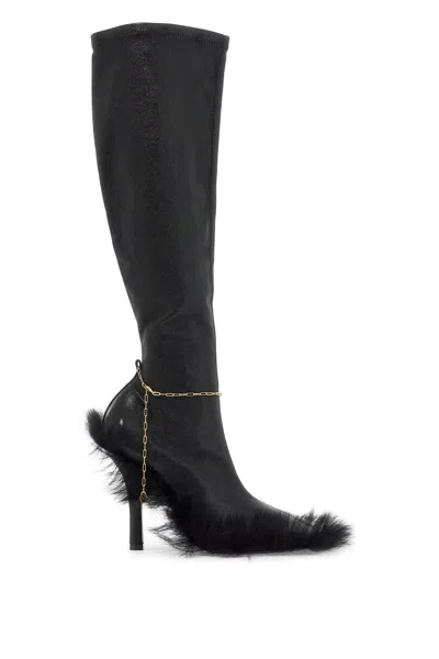 Shop Burberry Slinky Leather High Legging Boots