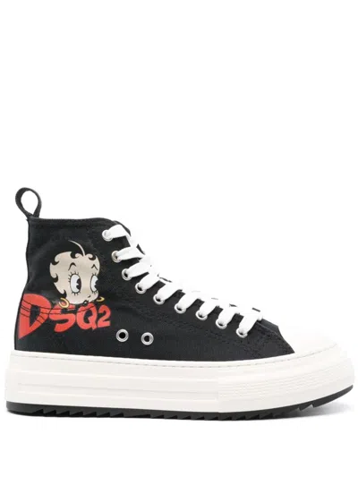 Shop Dsquared2 Betty Boop Berlin Sneakers In Black