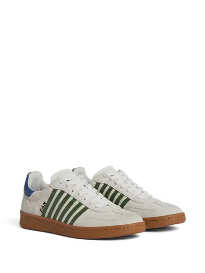 Dsquared2 Multicolor Canvas Boxer Sneakers In Bianco+verde+azzurro