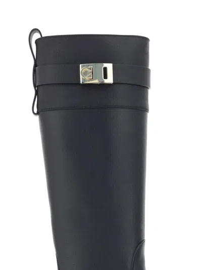 Ferragamo Stivale Ryder Leather Boots In Black