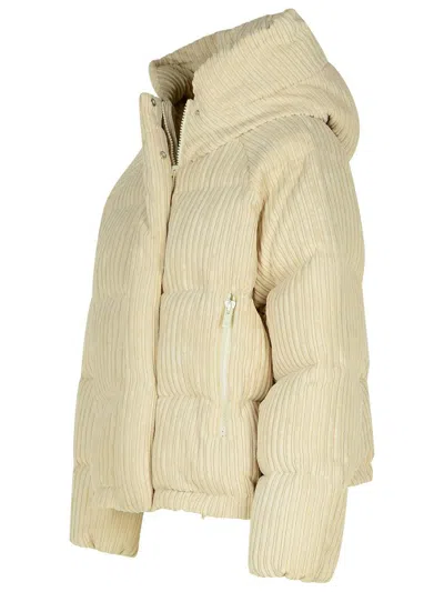 Shop Golden Goose Ivory Polyester Down Jacket In Beige