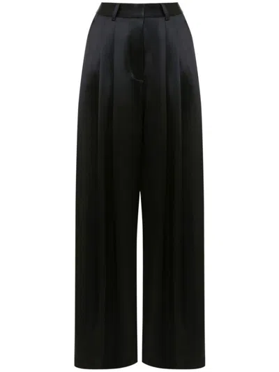 Jw Anderson Wide-leg Pleated Pants In Black