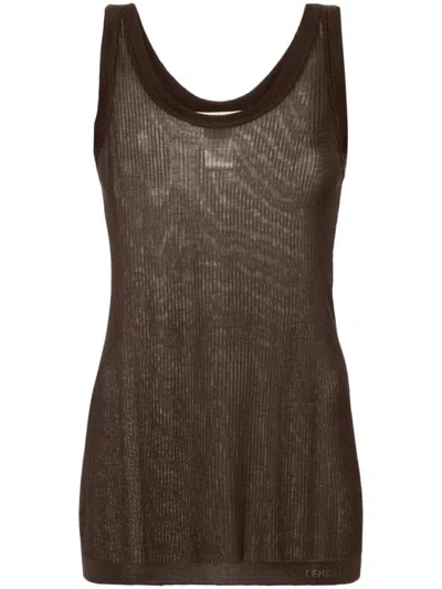 Shop Lemaire Fine-ribbed Seamless Tank Top In Brown