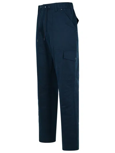 Moncler 'utility' Cotton Pants Featuring Cargo Pockets In Navy