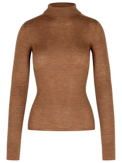 Shop Sportmax 'flavia' Brown Virgin Wool Sweater