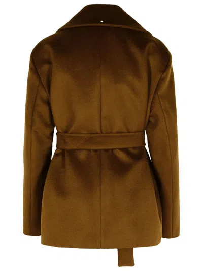 Shop Sportmax 'orchis' Brown Wool Coat