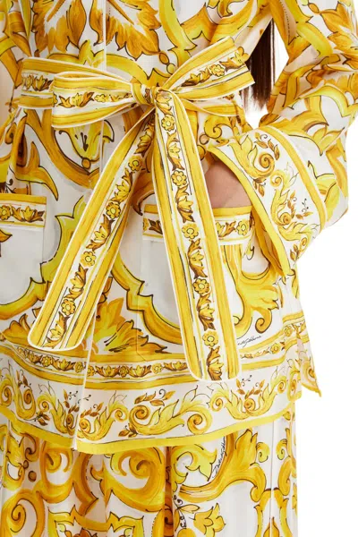 Shop Dolce & Gabbana Silk Blouse With Maiolica Print And