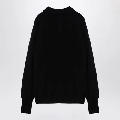 Shop Drumohr Black Wool Polo Jumper