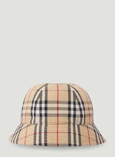 Burberry Signature Check Bucket Hat In Cream