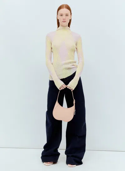 Burberry Diamond Knit Turtleneck Blouse In Pink