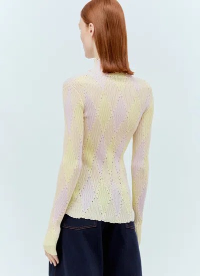 Burberry Diamond Knit Turtleneck Blouse In Pink