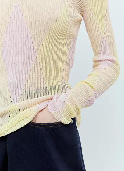 Burberry Diamond Knit Turtleneck Blouse In Pink