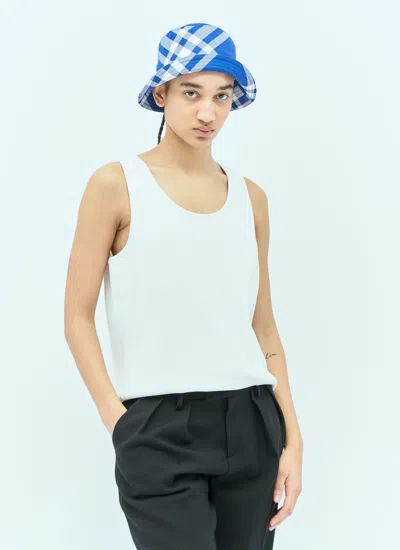 Burberry Check Bucket Hat In Blue