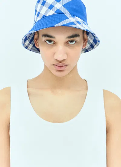 Burberry Check Bucket Hat In Blue